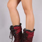 Quilted Nylon Faux Fur Cuff Lace Up Mid Calf Snow Boots