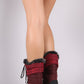 Quilted Nylon Faux Fur Cuff Lace Up Mid Calf Snow Boots