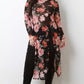 Floral Mesh Front Slits Longline Top
