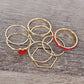 Heart-Shaped Enamel Charm Ring Set