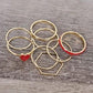 Heart-Shaped Enamel Charm Ring Set