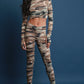 Camouflage V-Hem Crop Top with Legging Set