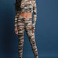 Camouflage V-Hem Crop Top with Legging Set