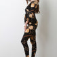 Rose Vine V-Bardot Peplum Top with Leggings Set