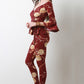 Rose Vine V-Bardot Peplum Top with Leggings Set