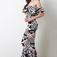 Printed Flutter Bardot Top with Mermaid Maxi Skirt Set