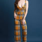 Plaid V-Neck Palazzo Jumpsuit