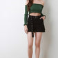High Waisted Eyelet Belted Cargo Shorts